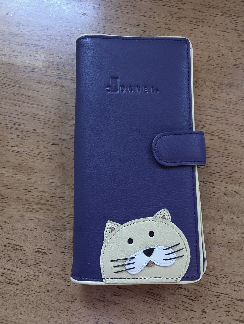 Joanel Genuine Leather Deep Purple & Light Yellow Cat Wallet